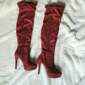 Chinese Laundry Leyla Oxblood Red Over Knee Boots 6.5